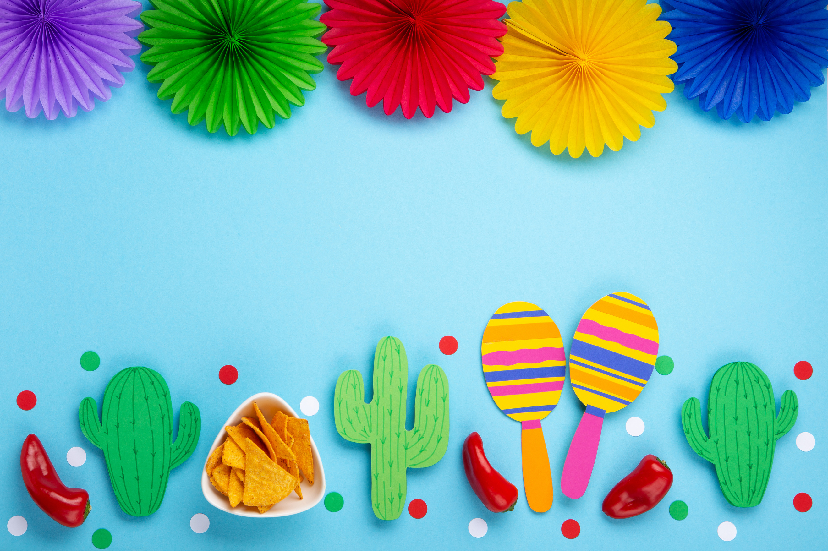 Cinco de Mayo (Fifth of May) Fiesta Celebration Concept on Blue