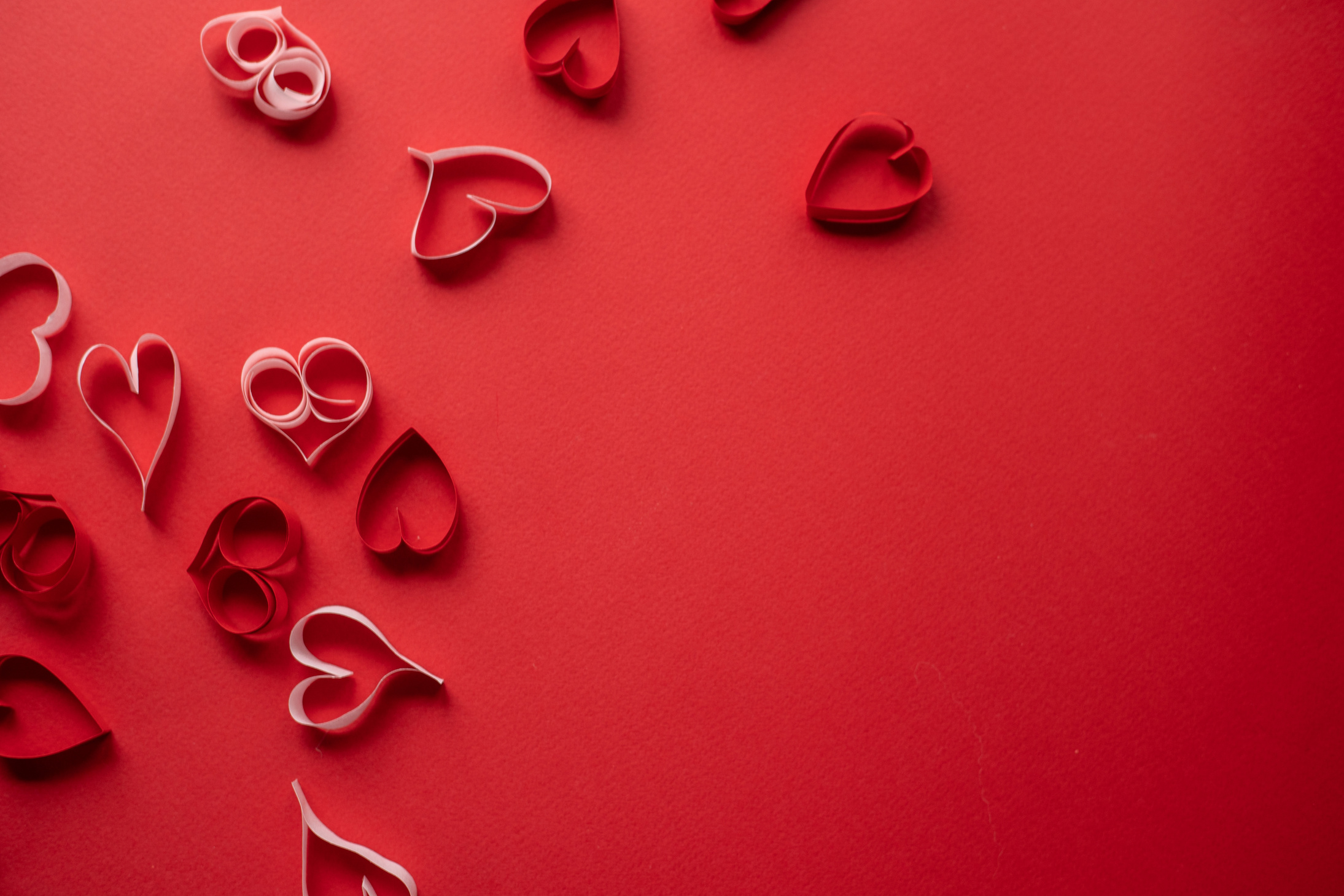 Paper hearts symbolizing love and Saint Valentine day
